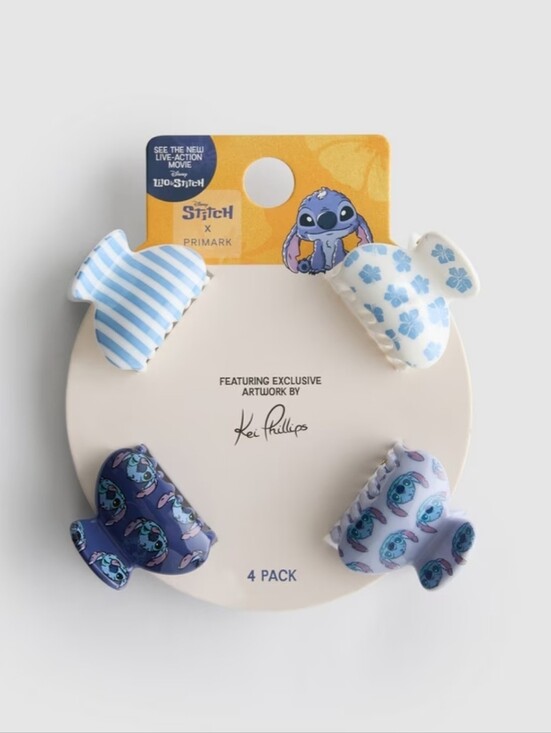 Primark Other - Primark Kids Lilo & Stitch Mini Hair Clips - Blue & White Mix 4pcs
